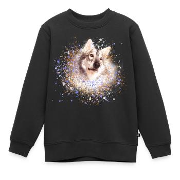 chien de compagnie, husky,graffiti, « peinture,, brun, loup - Sweat Premium enfant bio - noir - Devant - AI Model Kid Female (0cm)