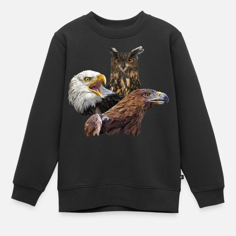 Owl and eagles - Kids Premium Organic Sweatshirt - black
