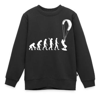 Kitesurf - Evolution de l’Homme, Darwin - Sweat Premium enfant bio - noir - Devant - AI Model Kid Female (0cm)