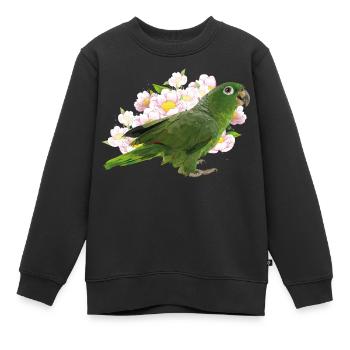 Papagei Blaue Krone - Kinder Premium Organic Sweatshirt - Schwarz - Vorne - AI Model Kid Female (0cm)