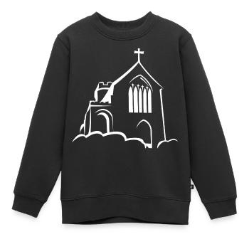 Église - Sweat Premium enfant bio - noir - Devant - AI Model Kid Female (0cm)