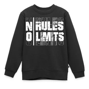 NO RULES NO LIMITS - Kinder Premium Organic Sweatshirt - Schwarz - Vorne - AI Model Kid Female (0cm)
