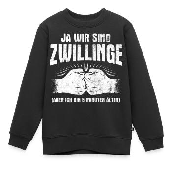 Geschenk Zwillinge Zwilling - Kinder Premium Organic Sweatshirt - Schwarz - Vorne - AI Model Kid Female (0cm)