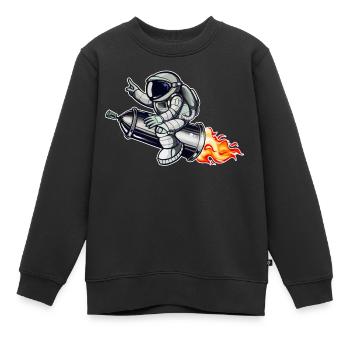 Graffiti astronaute avec fusée à bombe aérosol - Sweat Premium enfant bio - noir - Devant - AI Model Kid Female (0cm)