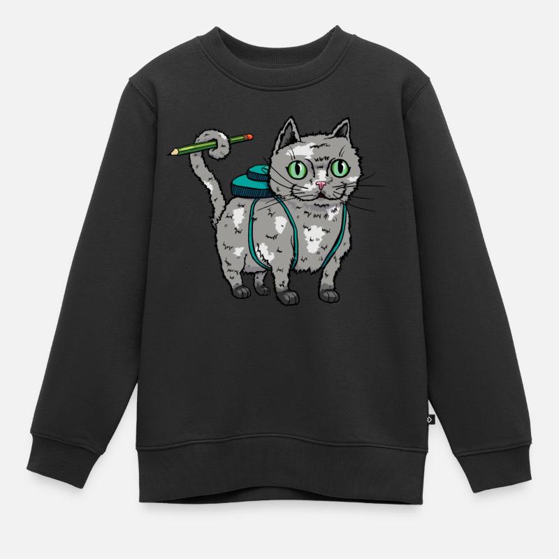 Chat de rentrée - Sweat Premium enfant bio - noir