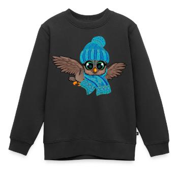 Hibou des Glaces Engelures Automne Hiver - Sweat Premium enfant bio - noir - Devant - AI Model Kid Female (0cm)