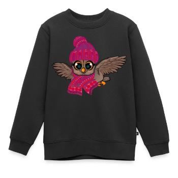 Hibou des Glaces Engelures Automne Hiver - Sweat Premium enfant bio - noir - Devant - AI Model Kid Female (0cm)