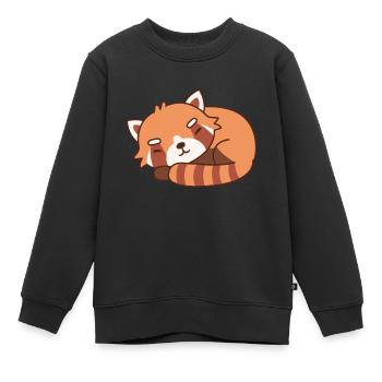 Mignon griffonnage de panda rouge endormi - Sweat Premium enfant bio - noir - Devant - AI Model Kid Female (0cm)