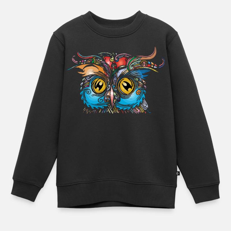 Eule - Kinder Premium Organic Sweatshirt - Schwarz