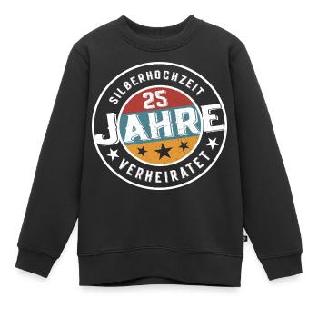 Silberhochzeit 25 Jahre Verheiratet Hochzeit - Kinder Premium Organic Sweatshirt - Schwarz - Vorne - AI Model Kid Female (0cm)