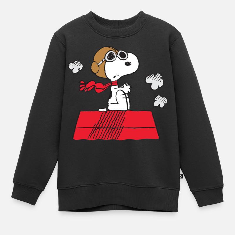 Peanuts Snoopy Pilot Fliegen - Kinder Premium Organic Sweatshirt - Schwarz