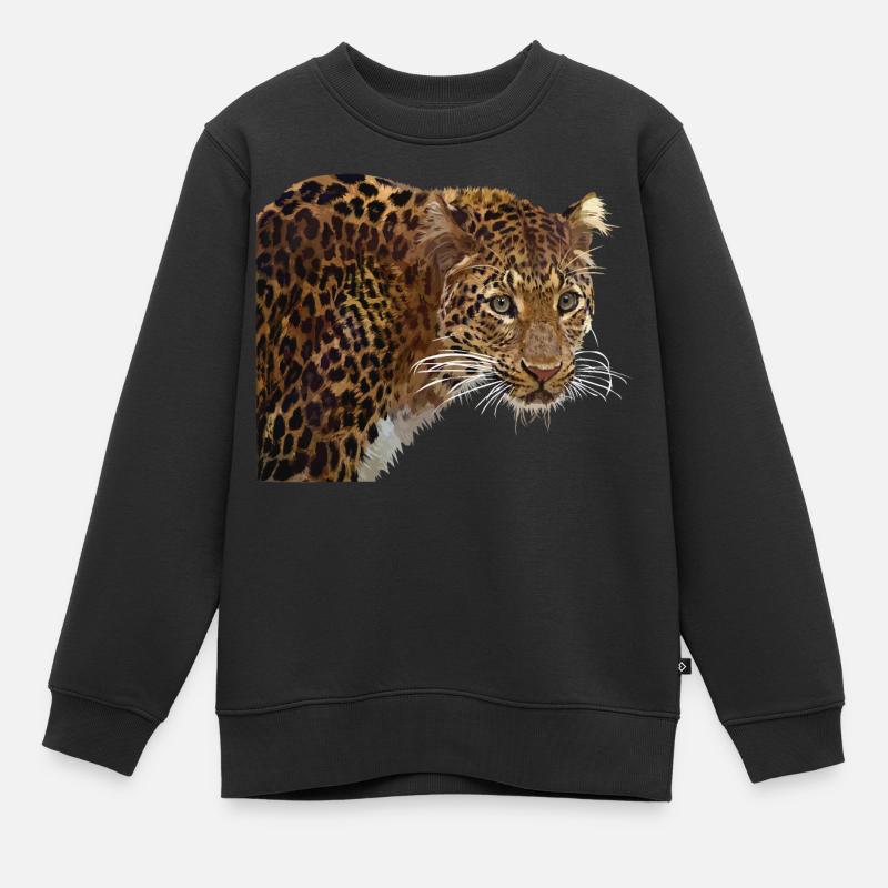 Leopard - Kinder Premium Organic Sweatshirt - Schwarz
