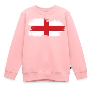 Angleterre - Drapeau national, effet pinceau - Sweat Premium enfant bio - rose - Devant - AI Model Kid Female (0cm)