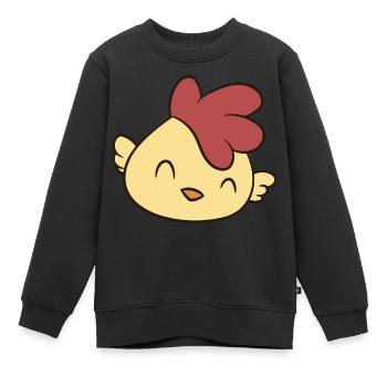 Poulet - Happy Chick - Sweat Premium enfant bio - noir - Devant - AI Model Kid Female (0cm)
