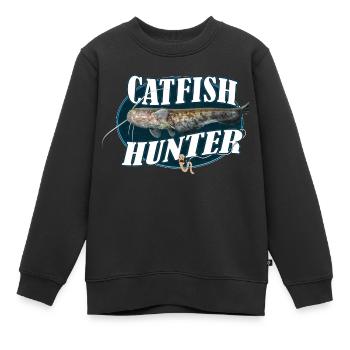 Chasseur de poisson-chat - Sweat Premium enfant bio - noir - Devant - AI Model Kid Female (0cm)