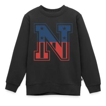 Letter N USA - Kids Premium Organic Sweatshirt - black - Front - AI Model Kid Female (0cm)