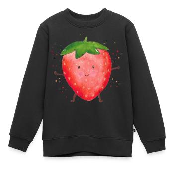 Erdbeere Strawberry Früchte - Kinder Premium Organic Sweatshirt - Schwarz - Vorne - AI Model Kid Female (0cm)
