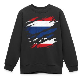 Thailand - Nationalfahne, Kratzer, Risse - Kinder Premium Organic Sweatshirt - Schwarz - Vorne - AI Model Kid Female (0cm)