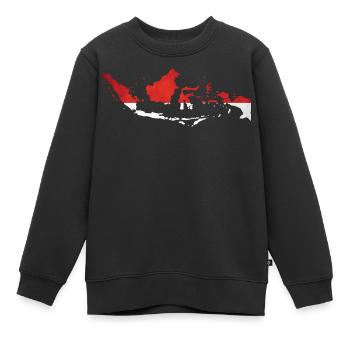 Indonésie - Frontière nationale sous pavillon national - Sweat Premium enfant bio - noir - Devant - AI Model Kid Female (0cm)