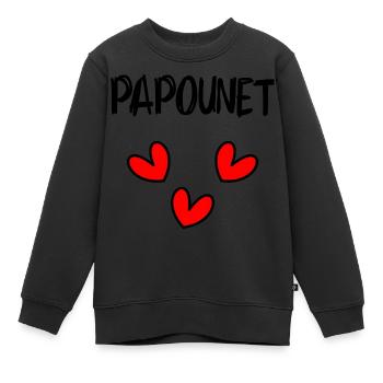 PAPOUNET. PAPA. FÊTE DES PÈRES. BONNE FÊTE PAPA - Sweat Premium enfant bio - noir - Devant - AI Model Kid Female (0cm)