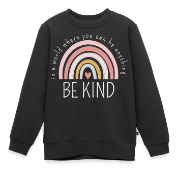BE KIND - Kids Premium Organic Sweatshirt - black - Front - AI Model Kid Female (0cm)