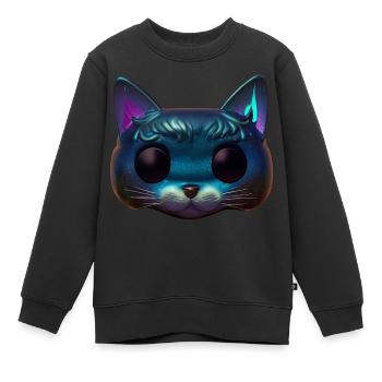 Süßes magisches Katzengesicht! - Kinder Premium Organic Sweatshirt - Schwarz - Vorne - AI Model Kid Female (0cm)