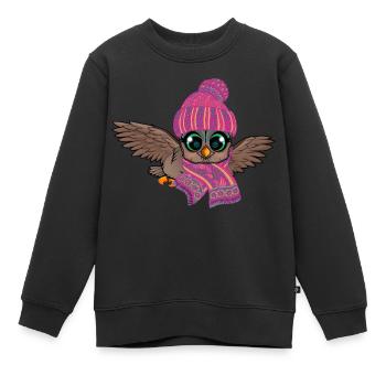 Hibou des Glaces Engelures Automne Hiver - Sweat Premium enfant bio - noir - Devant - AI Model Kid Female (0cm)