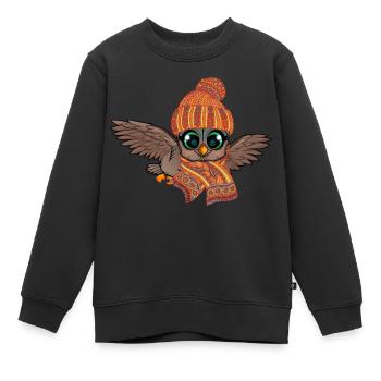 Hibou des Glaces Engelures Automne Hiver - Sweat Premium enfant bio - noir - Devant - AI Model Kid Female (0cm)