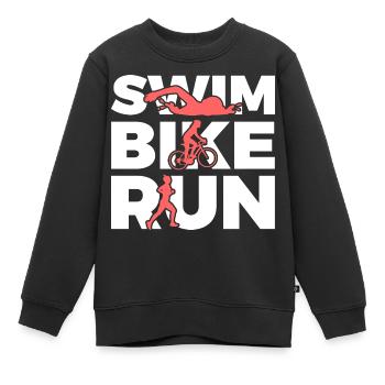 Schwimmen Radfahren Laufen Wiederholen - Kinder Premium Organic Sweatshirt - Schwarz - Vorne - AI Model Kid Female (0cm)