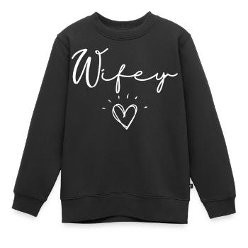 Ehefrau - Kinder Premium Organic Sweatshirt - Schwarz - Vorne - AI Model Kid Female (0cm)