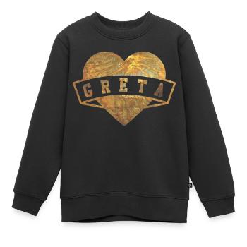Greta Herzen Gold - Kinder Premium Organic Sweatshirt - Schwarz - Vorne - AI Model Kid Female (0cm)