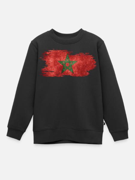 Maroc - Drapeau national, effet brosse - Sweat Premium enfant bio - noir