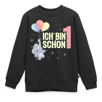 ich bin schon 1 Elefant mit Luftballons Geburtstag - Kinder Premium Organic Sweatshirt - Schwarz - Vorne - AI Model Kid Female (0cm)