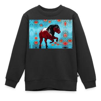 cheval marron peinture - Sweat Premium enfant bio - noir - Devant - AI Model Kid Female (0cm)