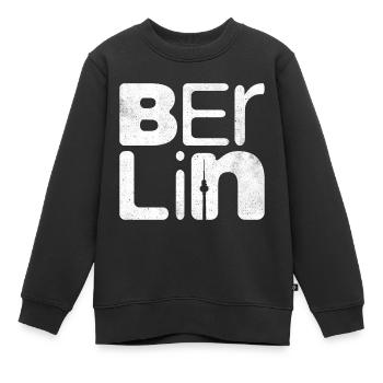 Berlin Souvenir Kreuzberg Capital Berlin - Sweat Premium enfant bio - noir - Devant - AI Model Kid Female (0cm)
