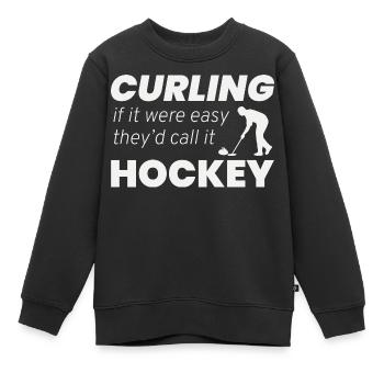 Curling Kehren Winter Eissport Curler Hockey - Kinder Premium Organic Sweatshirt - Schwarz - Vorne - AI Model Kid Female (0cm)