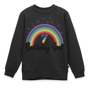 Mignon Rainbow 7 Birthday Girl, 8 ans B-day - Sweat Premium enfant bio - noir - Devant - AI Model Kid Female (0cm)