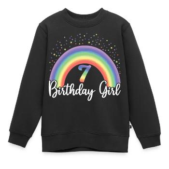 Mignon Rainbow 7 Birthday Girl, 8 ans B-day - Sweat Premium enfant bio - noir - Devant - AI Model Kid Female (0cm)