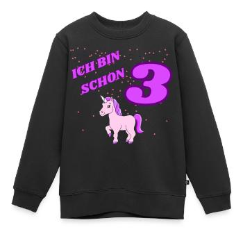 ICH BIN SCHON 3. Geburtstag - Kinder Premium Organic Sweatshirt - Schwarz - Vorne - AI Model Kid Female (0cm)