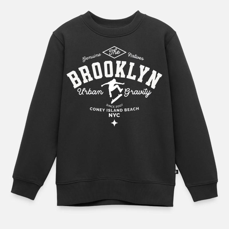 Brooklyn Urban Gravity Skateboarding - Kinder Premium Organic Sweatshirt - Schwarz