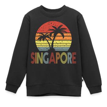 Singapour - Sweat Premium enfant bio - noir - Devant - AI Model Kid Female (0cm)