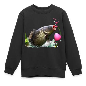 Karpfen-König - Kinder Premium Organic Sweatshirt - Schwarz - Vorne - AI Model Kid Female (0cm)