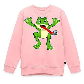 Mouche grenouille - Sweat Premium enfant bio - rose - Devant - AI Model Kid Female (0cm)