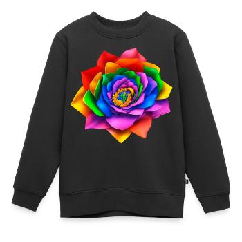 Lebendige 3D Regenbogenblume - Kinder Premium Organic Sweatshirt - Schwarz - Vorne - AI Model Kid Female (0cm)