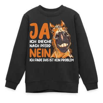 Ja ich rieche nach Reitsport Geschenk - Kinder Premium Organic Sweatshirt - Schwarz - Vorne - AI Model Kid Female (0cm)