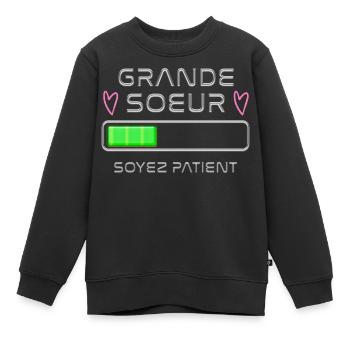 Grande Soeur En Cours Message Annonce - Sweat Premium enfant bio - noir - Devant - AI Model Kid Female (0cm)