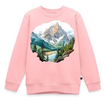 Montagnes - Sweat Premium enfant bio - rose - Devant - AI Model Kid Female (0cm)