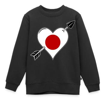 Le drapeau japonais cœur amoureux - Sweat Premium enfant bio - noir - Devant - AI Model Kid Female (0cm)
