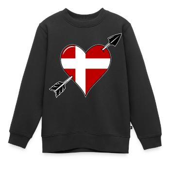 Danemark drapeau coeur amoureux - Sweat Premium enfant bio - noir - Devant - AI Model Kid Female (0cm)