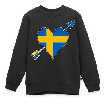 Schweden Flagge Herz verliebt - Kinder Premium Organic Sweatshirt - Schwarz - Vorne - AI Model Kid Female (0cm)